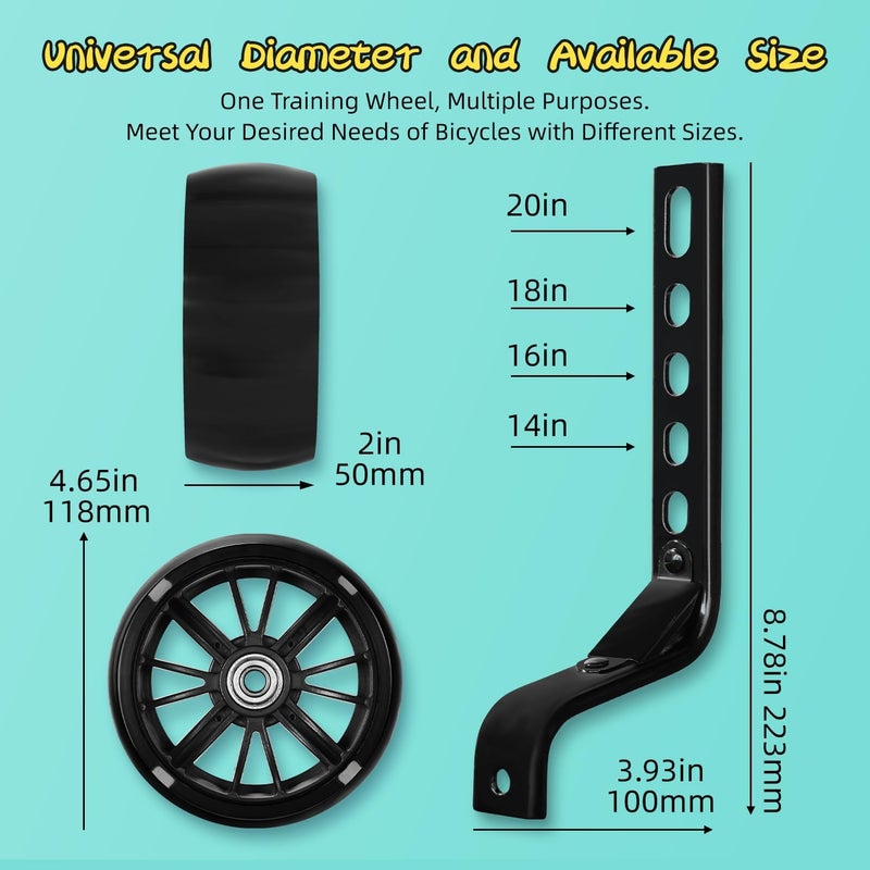 PRUNUS Flash BIKE Training Wheels for 12 14 16 18 20 Inch.Training Wheels for Kids Bike is Heavy Duty.Bicycle Training Wheel is Suitable Single Speed Bike - Image 3