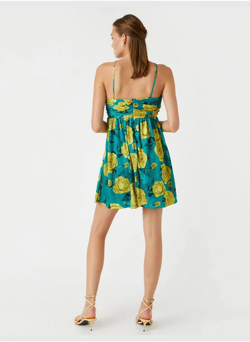 KOTON Floral Mini Dress Tie Detail