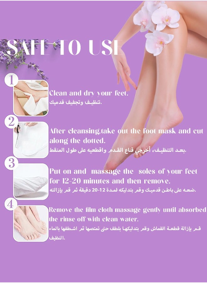 SADOER - Foot Peel Mask 3 PCS-Foot Spa Foot Care For Women Peel Mask With Lavender For Men And Women Feet Peeling Mask Exfoliating, Repair Rough Heels, Foot Mask For Baby Soft Skin - Remove Dead Skin-Lavender - Image 1