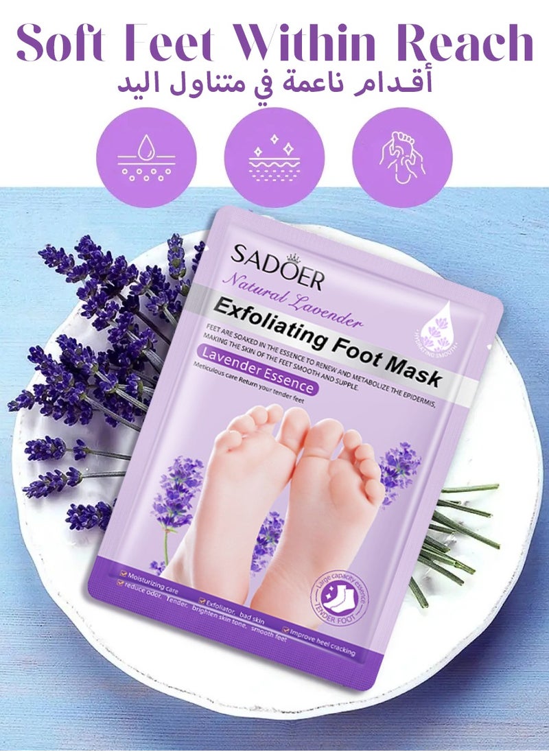 SADOER - Foot Peel Mask 3 PCS-Foot Spa Foot Care For Women Peel Mask With Lavender For Men And Women Feet Peeling Mask Exfoliating, Repair Rough Heels, Foot Mask For Baby Soft Skin - Remove Dead Skin-Lavender - Image 1