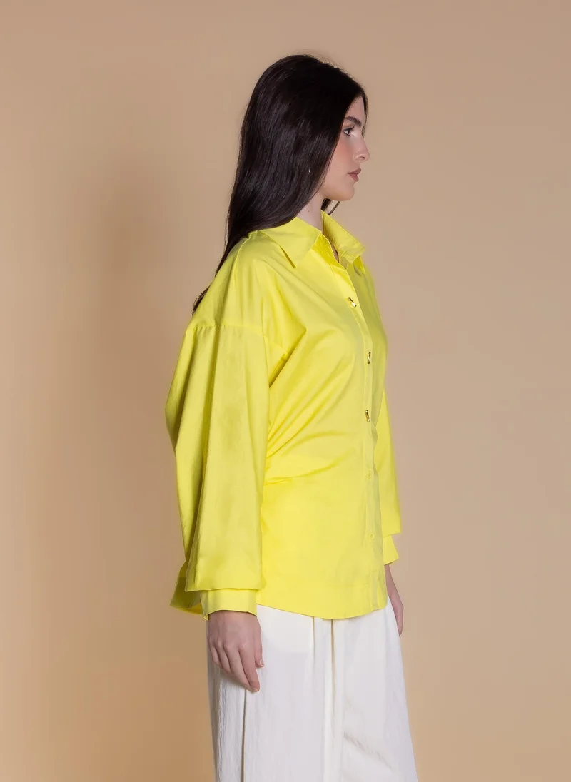 Shapes Yellow DETAILED SMOCKED SHIRT for Women | Best Price UAE