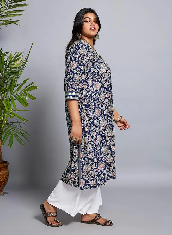 جلو باص كورتا بمقاس كبير مطبع بالكامل بزهور