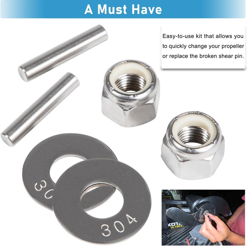 Camoo Prop Nut Kit E MKP-34 For Minn Kota Shear Pin Compatible with Minn Kota Trolling Motor MKP-33 Weedless Wedge 2 Props Including Prop Nuts & Washers 1865019 - Image 4