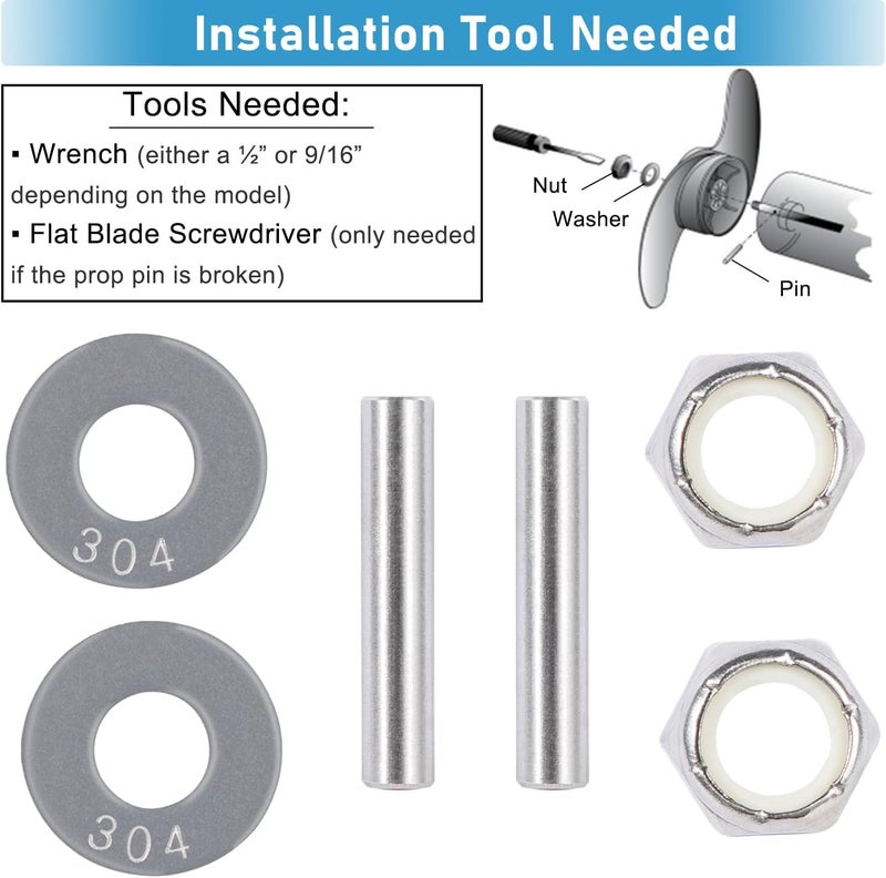 Camoo Prop Nut Kit E MKP-34 For Minn Kota Shear Pin Compatible with Minn Kota Trolling Motor MKP-33 Weedless Wedge 2 Props Including Prop Nuts & Washers 1865019 - Image 5