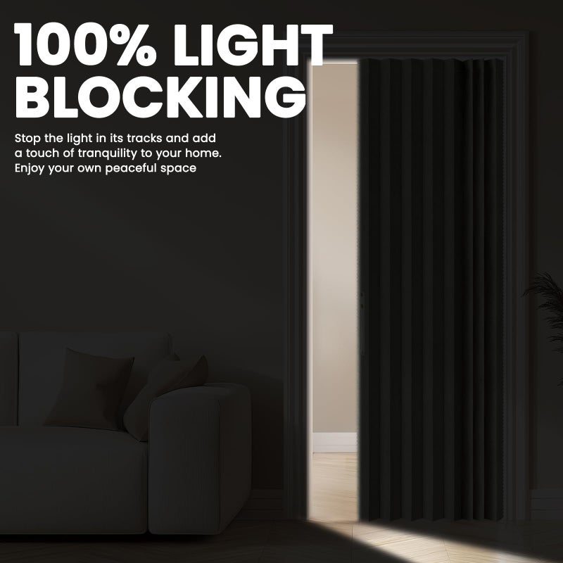 A-jazz AJAZZ 100% Blackout Accordion Door Curtain Invisible Folding Door Accordion Doors Interior for Bedroom Living Room Doorway Curtain Sets Included Tracks (1 Pack, 72W x 79 L, Grey) - Image 3