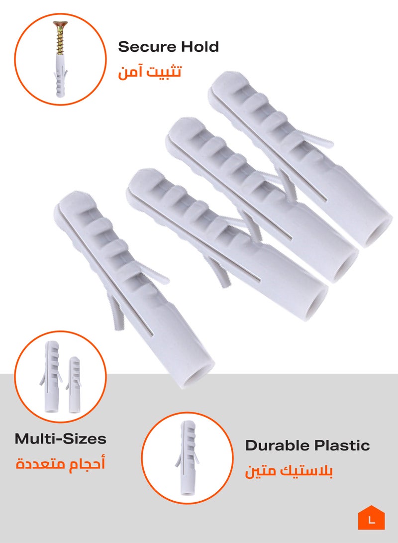 LAWAZIM Right Angle Shelf Bracket - 4 Piece 10x12cm - with 44-Piece Plastic Anchors with Drywall Screws - L Brackets with Anchors and Screws -Ideal for Shelves, Cabinets, Desks, and Wall Mount Support  - Image 4