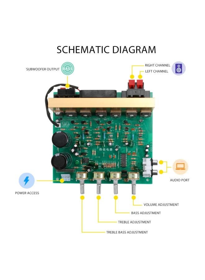 NIBEMINENT Amplifier Board Channel DX-2.1-3 Green/Gold/Black  - Image 3