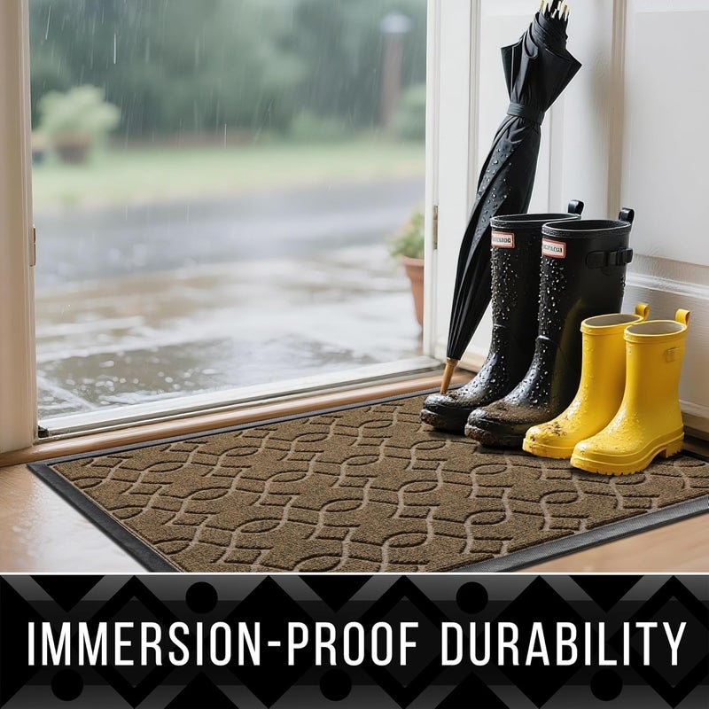 Yimobra Front Door Mats, Heavy Duty Water Absorbent Mud Resistant Easy Clean Entry Outdoor Indoor Rugs,Non Slip Backing, Exterior Mats for Outside Patio Porch Farmhouse, 29.5 x 17, Brown - Image 4