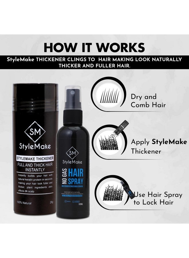 StyleMake Thickener Hair Loss Concealer - Hair Building Fibers 28gm - Hair Fibers For Thin & Fine Hair - Hair Thickening Fibers for Men & Women (Black) - Image 4