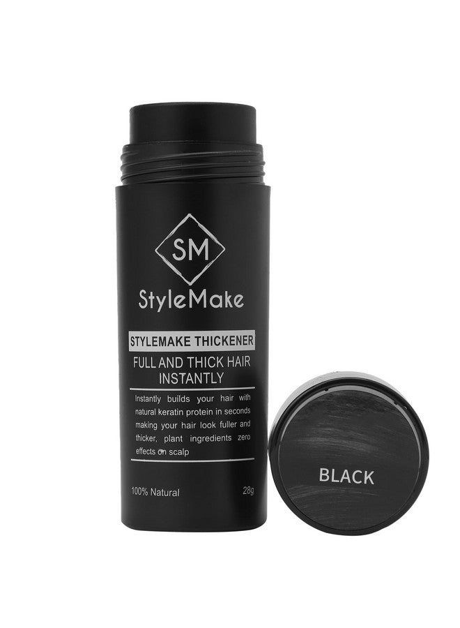 StyleMake Thickener Hair Loss Concealer - Hair Building Fibers 28gm - Hair Fibers For Thin & Fine Hair - Hair Thickening Fibers for Men & Women (Black) - Image 1