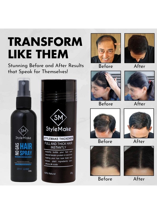 StyleMake Thickener Hair Loss Concealer - Hair Building Fibers 28gm - Hair Fibers For Thin & Fine Hair - Hair Thickening Fibers for Men & Women (Black) - Image 2