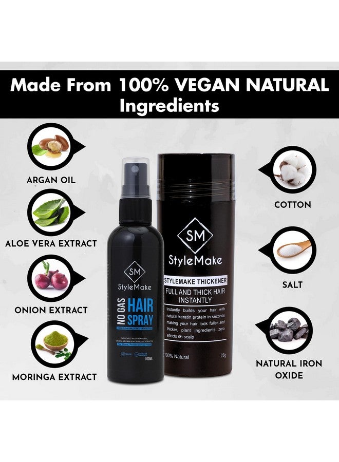 StyleMake Thickener Hair Loss Concealer - Hair Building Fibers 28gm - Hair Fibers For Thin & Fine Hair - Hair Thickening Fibers for Men & Women (Black) - Image 5