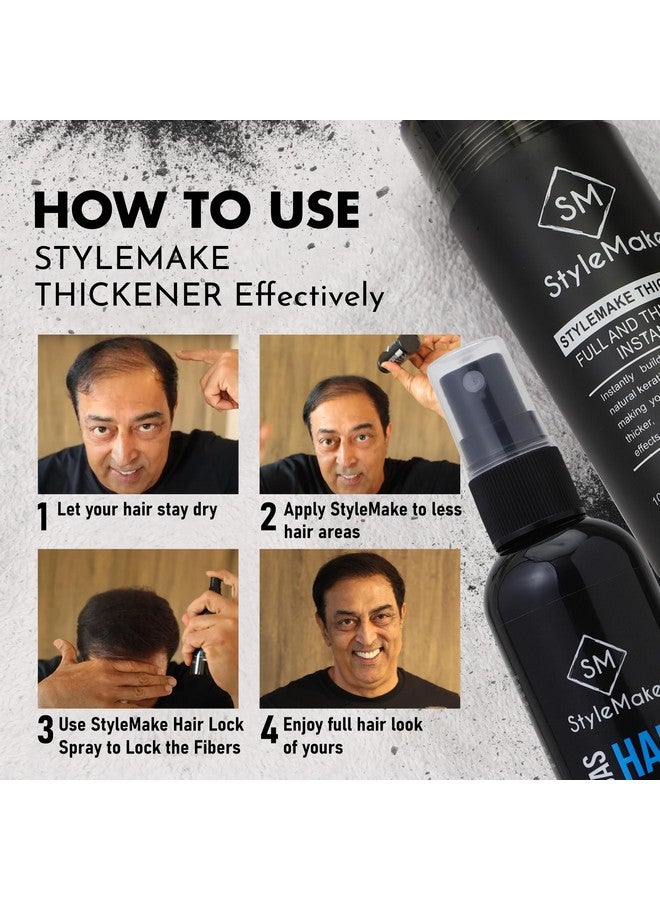 StyleMake Thickener Hair Loss Concealer - Hair Building Fibers 28gm - Hair Fibers For Thin & Fine Hair - Hair Thickening Fibers for Men & Women (Black) - Image 3