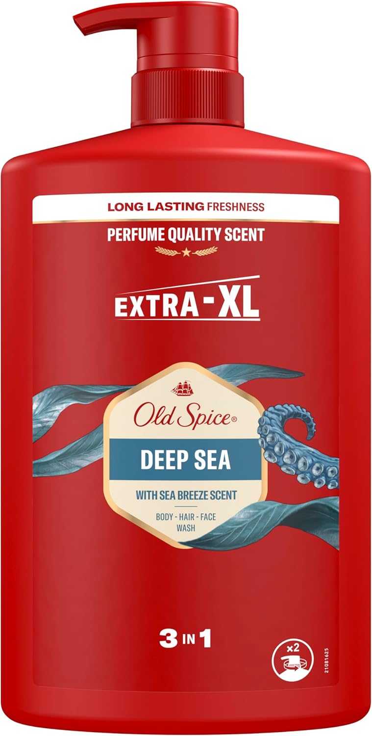Old Spice Deep Sea Mens Shower Gel Shampoo 1000ml MultiUse 3in1 BodyHairFace Wash Long Lasting Freshness Perfume Quality Scent Deep Cleansing