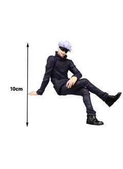 Generic شخصية الرسوم المتحركة Jujutsu Kaisen Satoru Gojo، تمثال نموذج Satoru Gojo في وضعية الجلوس، ألعاب نموذج شخصية PVC، لديكورات سطح المكتب/المقتنيات، هدايا للمعجبين والأصدقاء، 10 سم  - Image 2
