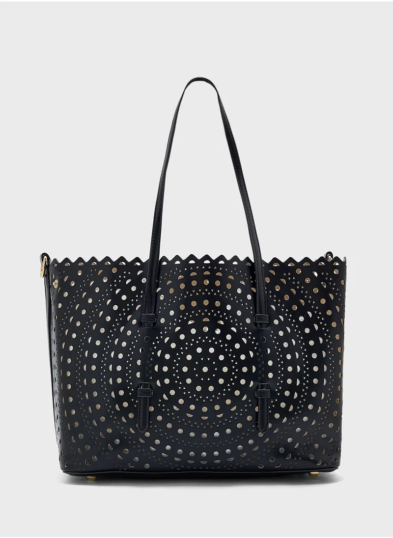 ELLA 2 In 1 Laser Cut Out Tote Bag With Pouch