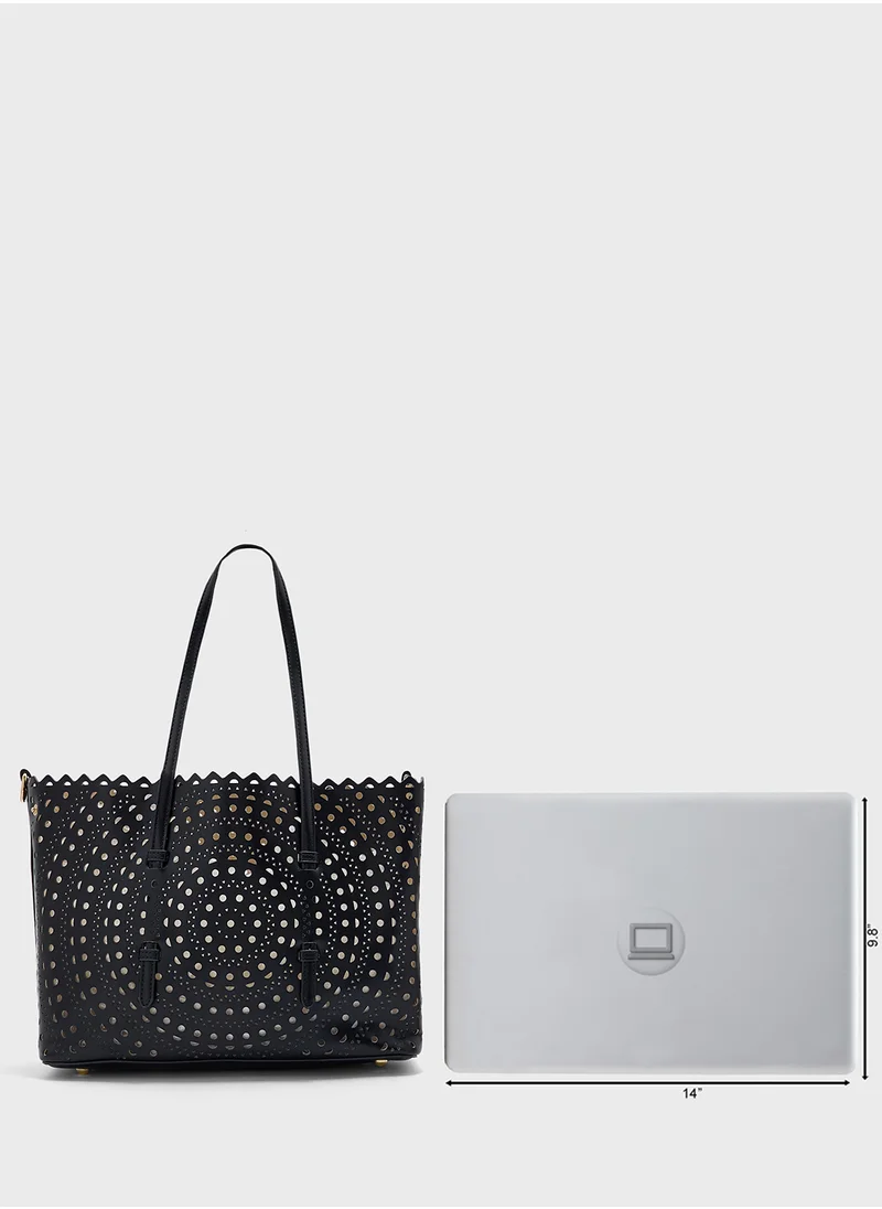 ELLA 2 In 1 Laser Cut Out Tote Bag With Pouch