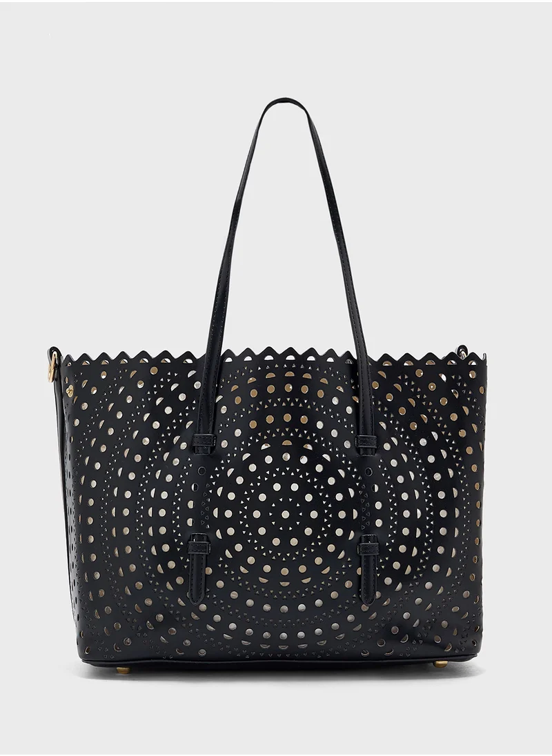 ELLA 2 In 1 Laser Cut Out Tote Bag With Pouch