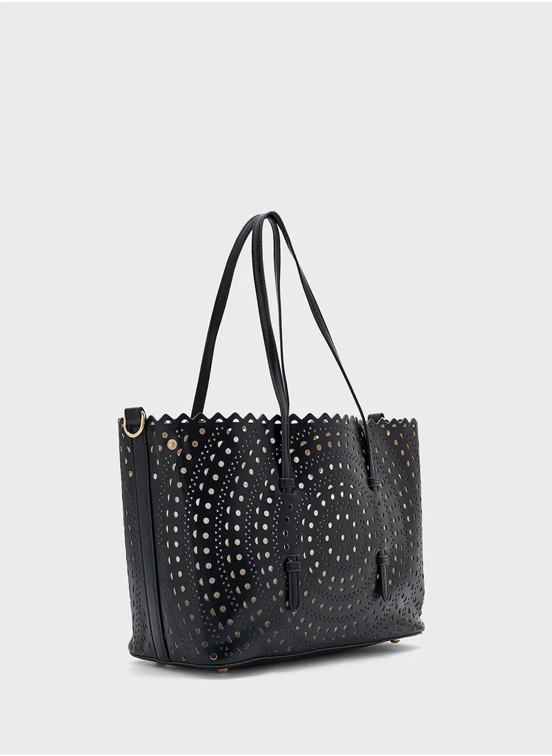 ELLA 2 In 1 Laser Cut Out Tote Bag With Pouch