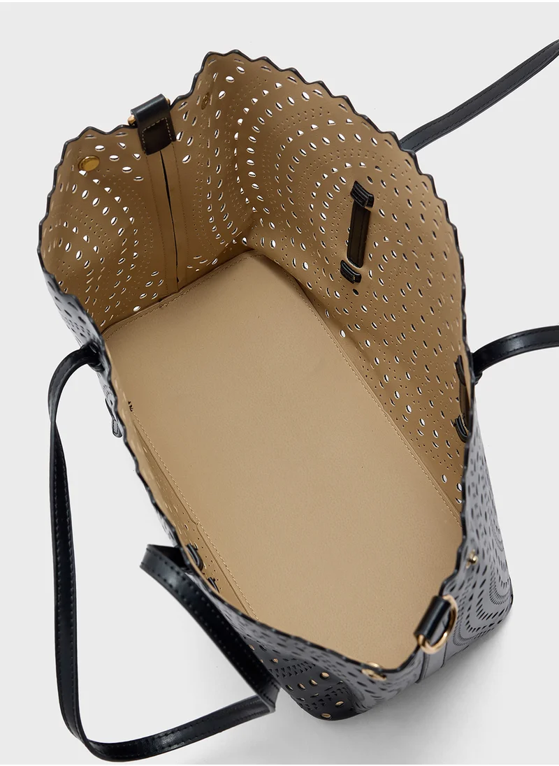 ELLA 2 In 1 Laser Cut Out Tote Bag With Pouch