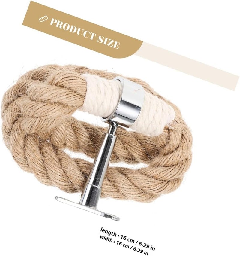 Jute Rope Wall Mounted Towel Ring Rustic Hand Towel Holder for Bathroom Kitchen - Image 3