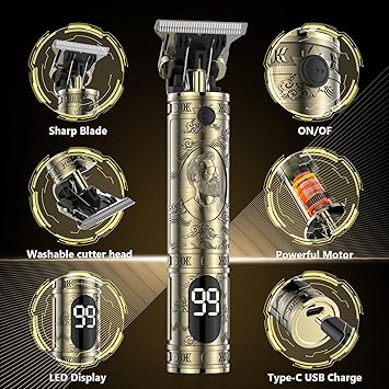 Solati Beard Trimmer Hair Clippers Cordless Rechargeable Trimmer for Men Premium Professional Barber Grooming Set with Zero Gapped T Blade Shaver LCD Display Gift - Image 4