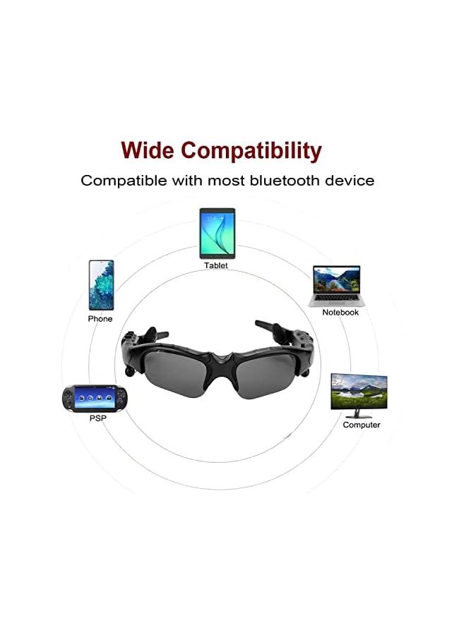 SYOSI Bluetooth Sunglasses Wireless Music Sunglasses Men Women Sports Sunglasses Smart Glasses Handfree Call Headphone Stereo Sound With Mic For Smart Phone Outdoor Travel Driving Cycling Gray Black - Image 4