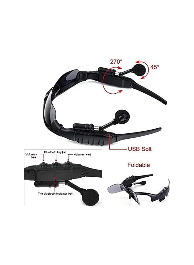 SYOSI Bluetooth Sunglasses Wireless Music Sunglasses Men Women Sports Sunglasses Smart Glasses Handfree Call Headphone Stereo Sound With Mic For Smart Phone Outdoor Travel Driving Cycling Gray Black - Image 5