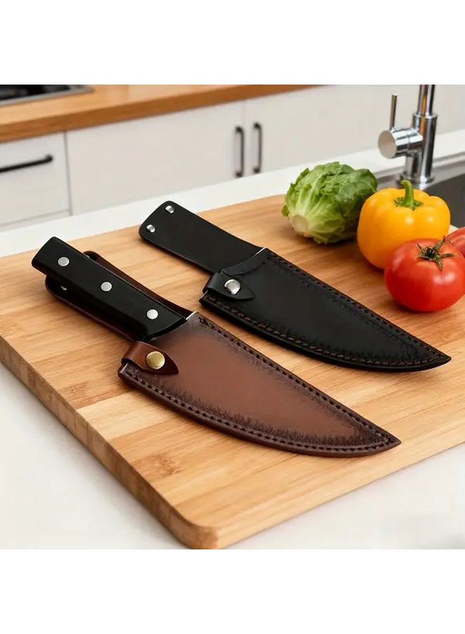 Black Round Buckle Leather Kitchen Storage Pouch Easy Open Close Stable Secure Daily Carry Durable Stylish Design For Cutting Boards Knives - Image 1