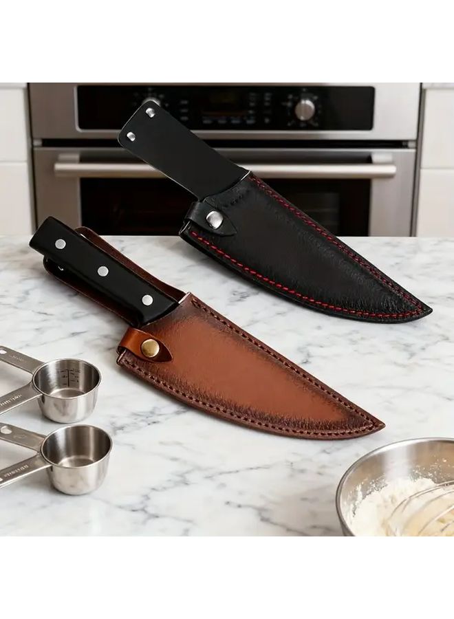Black Round Buckle Leather Kitchen Storage Pouch Easy Open Close Stable Secure Daily Carry Durable Stylish Design For Cutting Boards Knives - Image 5