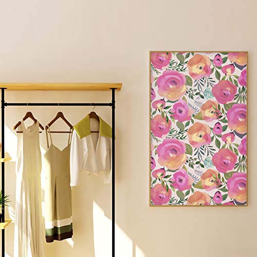WENMER Pink Floral Wallpaper 17.7" x 196" Peel and Stick Peach Pink Flower Wallpaper Decorative Watercolor Removable Wall Paper for Dresser Cabinet Shelf Liner Bedroom Bathroom Accent Walls - Image 5