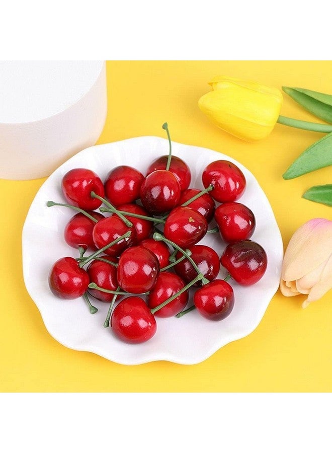 20 قطعة من الكرز الاصطناعي الأحمر، نموذج كرز مزيف، زينة فاكهة الكرز الواقعية، ديكور مطبخ منزلي، زينة مكتب، دعامة تصوير، كرز مزيف، كرز بلاستيكي - Image 4