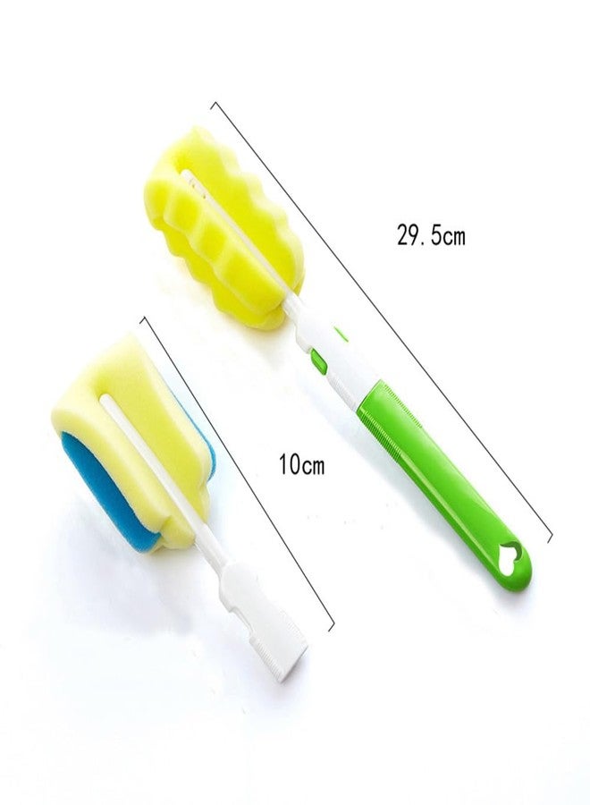 Elandy 3PCS Dishwashing Foam Sponge Brushes Replaceable Sponge Cleaning Brush Cup Brush Set with 3 Replacement Brush Head Bottle Scrubber Cleaning Sponges(Color Randon) - Image 2