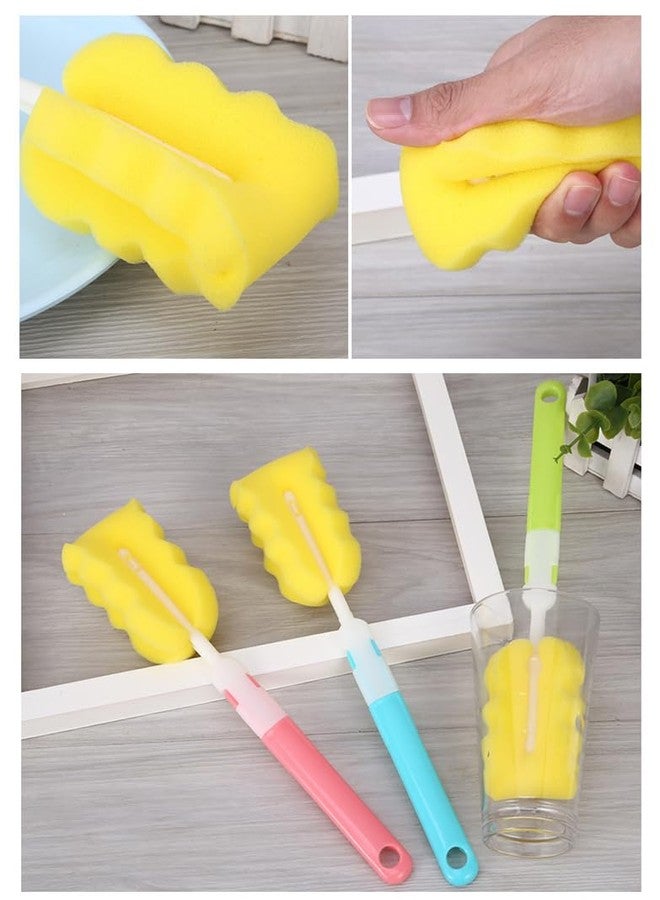 Elandy 3PCS Dishwashing Foam Sponge Brushes Replaceable Sponge Cleaning Brush Cup Brush Set with 3 Replacement Brush Head Bottle Scrubber Cleaning Sponges(Color Randon) - Image 4