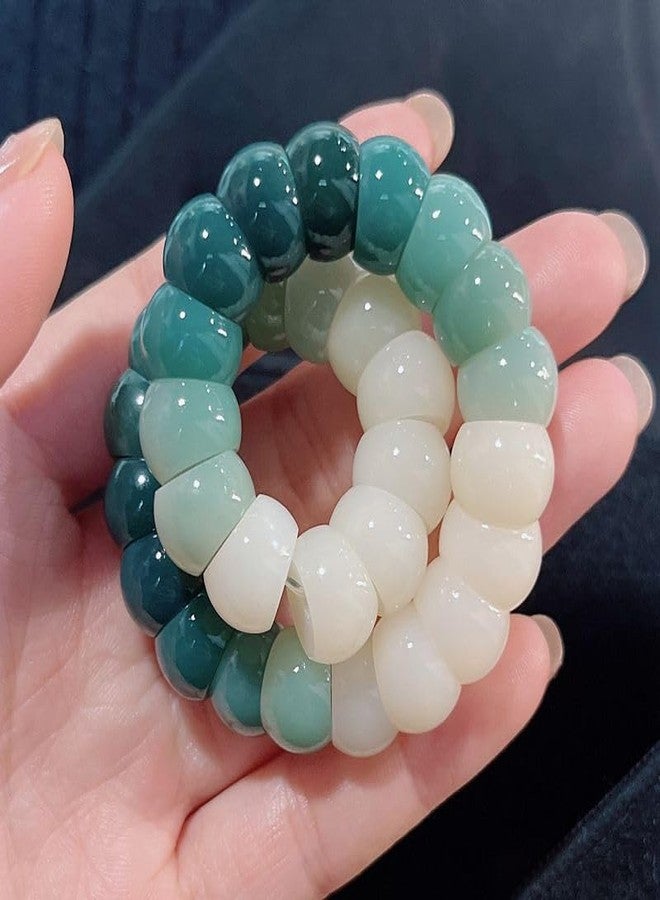 sunglnl MUDI Bracelet For Women, Bodhi Seed Beads Bracelets Fidget Healing Energy Protection Stretch to My Man Jewelry Gift (Oval Green White) - Image 2