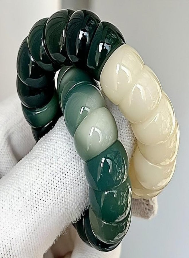 sunglnl MUDI Bracelet For Women, Bodhi Seed Beads Bracelets Fidget Healing Energy Protection Stretch to My Man Jewelry Gift (Oval Green White) - Image 3