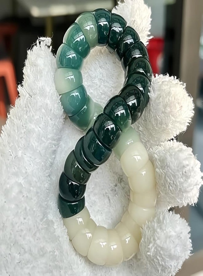 sunglnl MUDI Bracelet For Women, Bodhi Seed Beads Bracelets Fidget Healing Energy Protection Stretch to My Man Jewelry Gift (Oval Green White) - Image 5