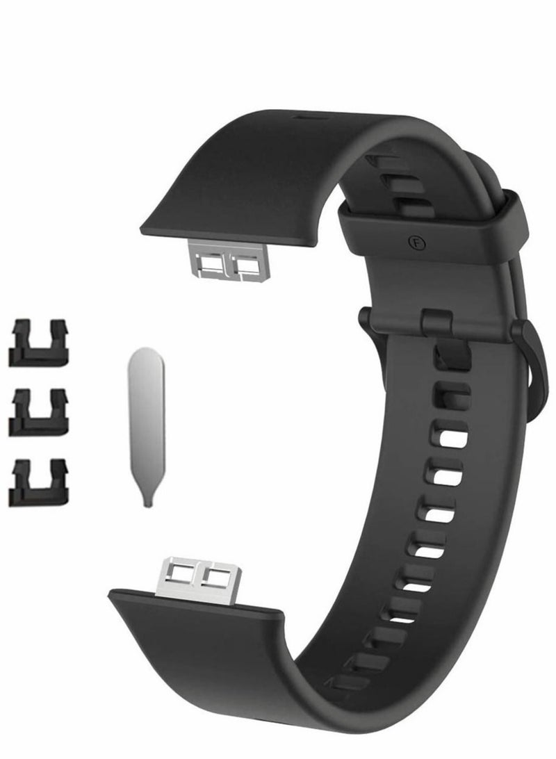Captaintech Replacement Silicone Band compatible with Huawei Watch Fit Black - Image 1
