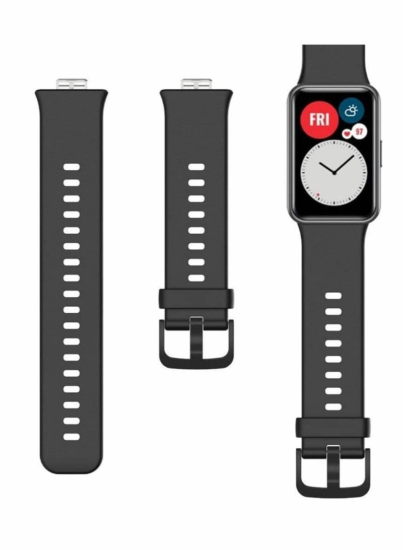 Captaintech Replacement Silicone Band compatible with Huawei Watch Fit Black - Image 3