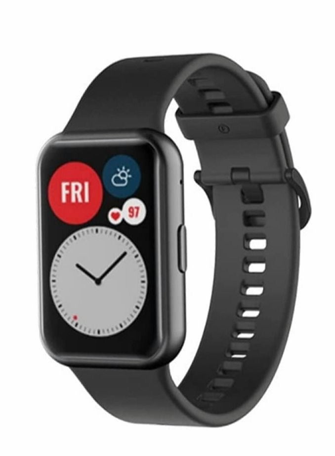 Captaintech Replacement Silicone Band compatible with Huawei Watch Fit Black - Image 2