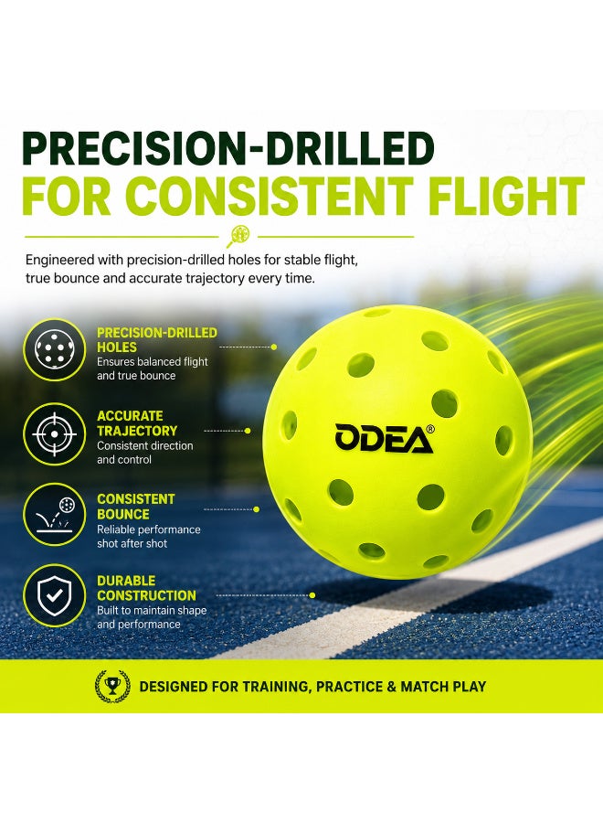 ODEA Pickleball Balls Pack of 12 – Outdoor Training & Match Balls – Durable Precision-Drilled Pickleballs – Neon Yellow - Image 4