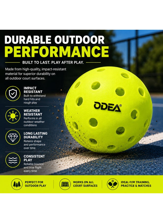 ODEA Pickleball Balls Pack of 12 – Outdoor Training & Match Balls – Durable Precision-Drilled Pickleballs – Neon Yellow - Image 5