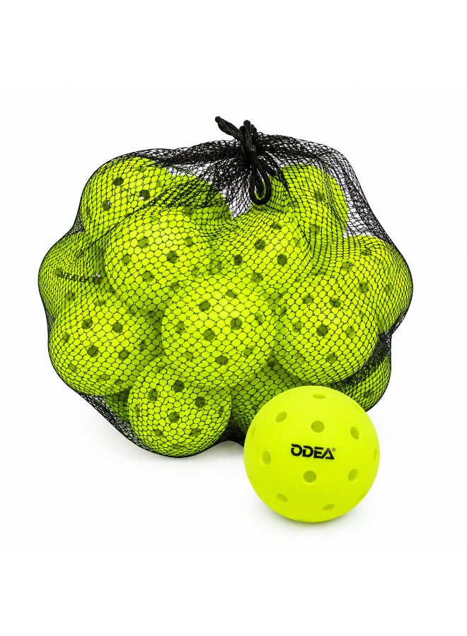 ODEA Pickleball Balls Pack of 12 – Outdoor Training & Match Balls – Durable Precision-Drilled Pickleballs – Neon Yellow - Image 1