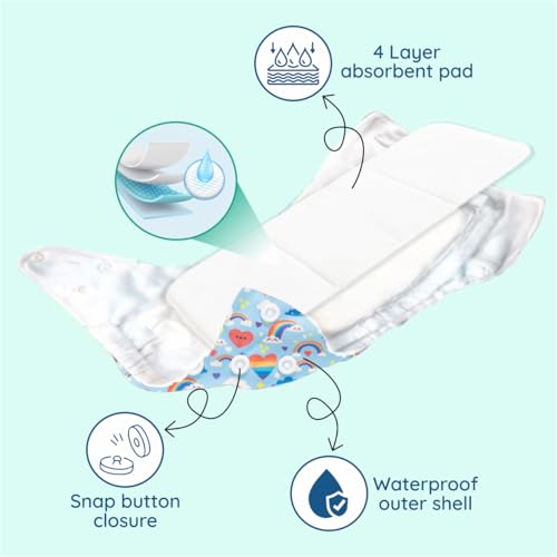 Bumsies Reusable Cloth Diaper with Removable Insert for NewBorn Baby/Toddler - Adjustable, Washable, Skin-Friendly | Absorbs up to 3pees | Helps in Potty Training | For 5-15 kgs | 3months-3years, Blue - Image 5