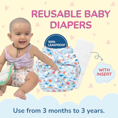 Bumsies Reusable Cloth Diaper with Removable Insert for NewBorn Baby/Toddler - Adjustable, Washable, Skin-Friendly | Absorbs up to 3pees | Helps in Potty Training | For 5-15 kgs | 3months-3years, Blue - Image 4