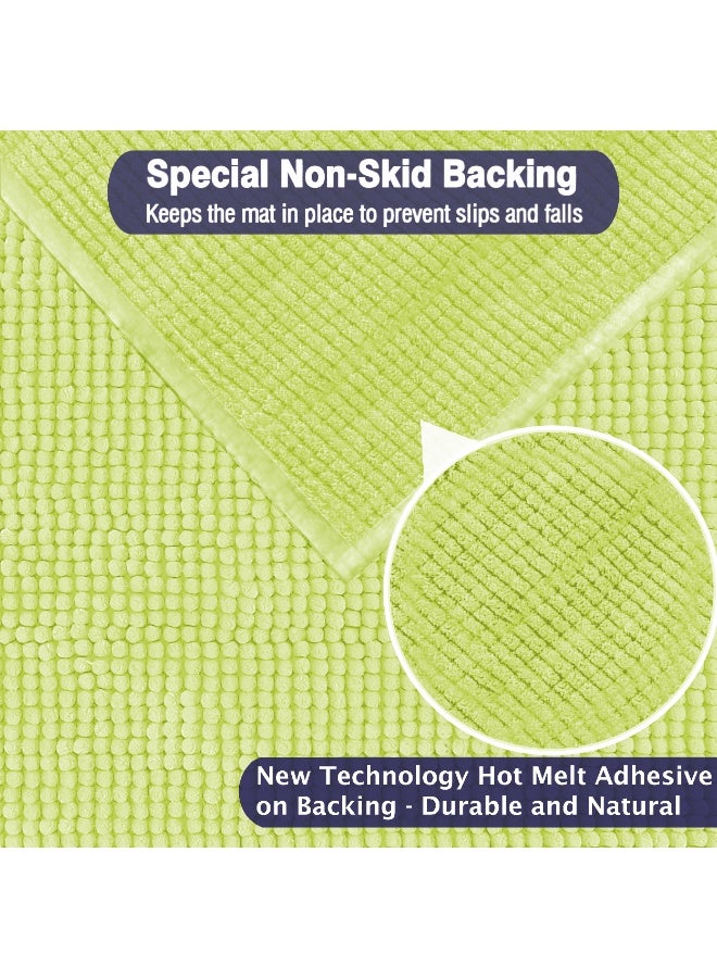 Lavish Touch Set of 2 Chenille 50 x 80 cms Non Slip Extra Soft Floor Rugs Lime Green - Image 5