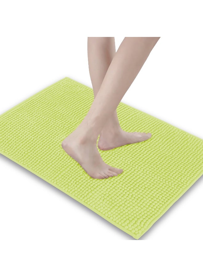 Lavish Touch Set of 2 Chenille 50 x 80 cms Non Slip Extra Soft Floor Rugs Lime Green - Image 2