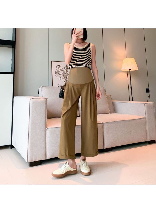 Pregnant Women's Ice Cool Cloud Pants Nine-point Thin Slimming Casual Summer Wide Leg Age-reducing Loose Elegant Western Style Straight Leg Pants 