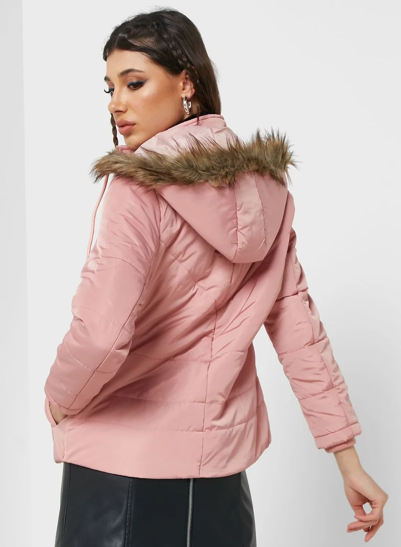 Urban Minx Urban Minx Urban Minx Classic Padded Jacket With Hood