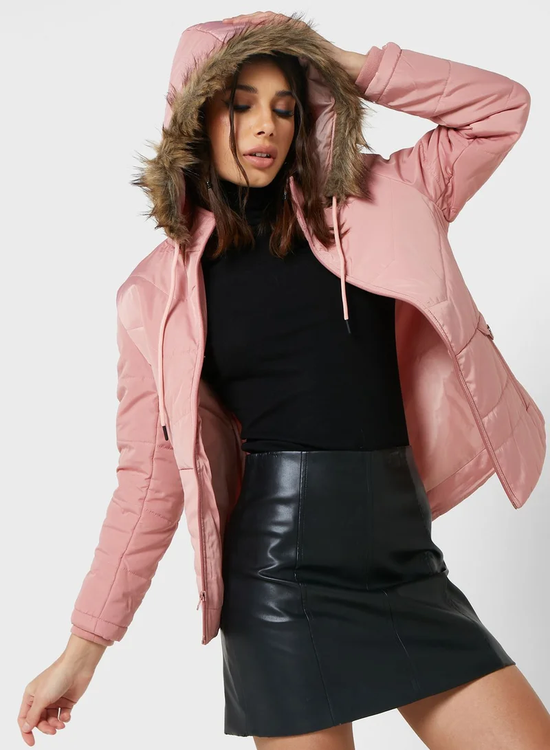 Urban Minx Urban Minx Urban Minx Classic Padded Jacket With Hood